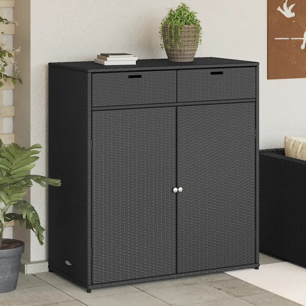 Armadietto Portaoggetti Giardino Nero 105x55x113cm Polyrattancod mxl 134547