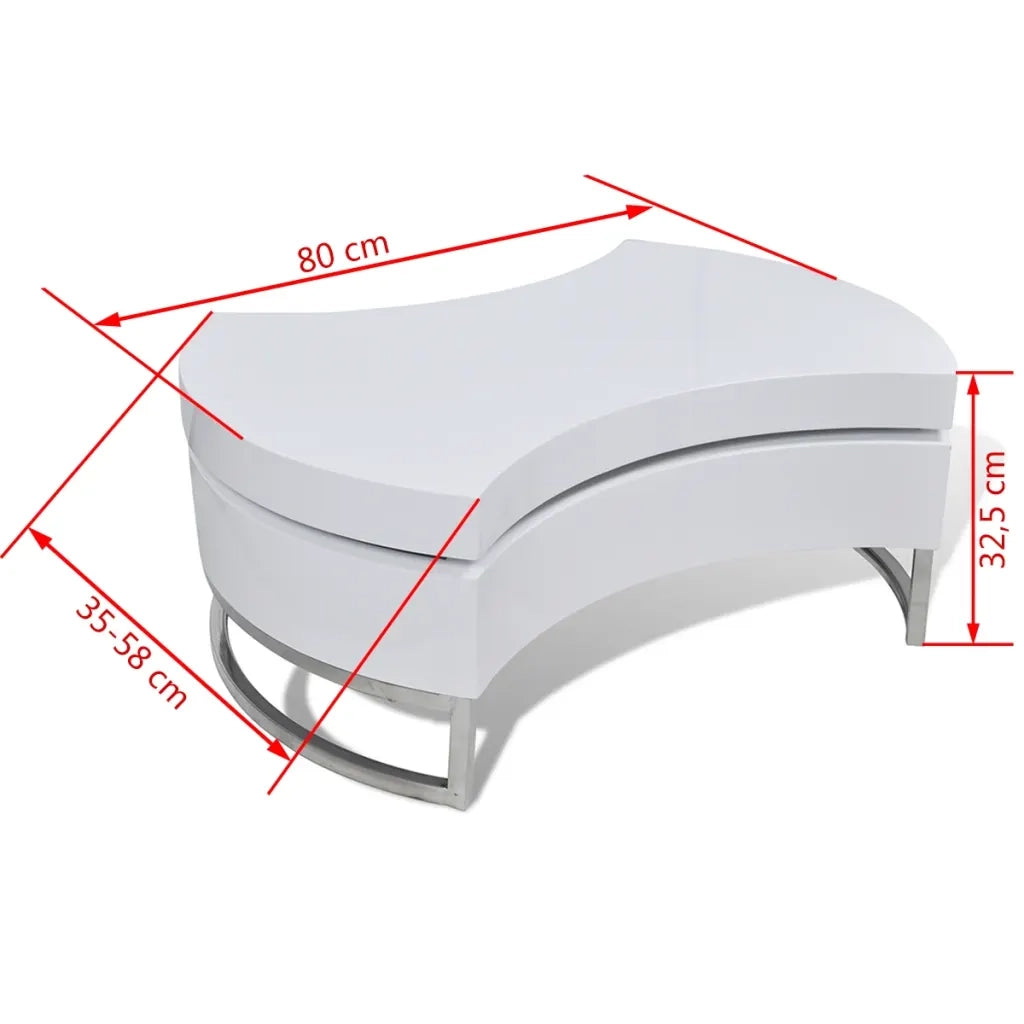 Tavolino da CaffÃ¨ Forma Regolabile Bianco Lucido  cod mxl 13806