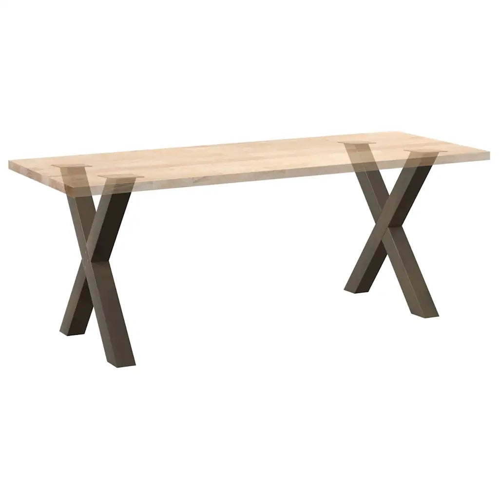 Gambe per tavolo da pranzo a forma di X 2 pz in acciaio naturale 70x(72-73) cm 4012979