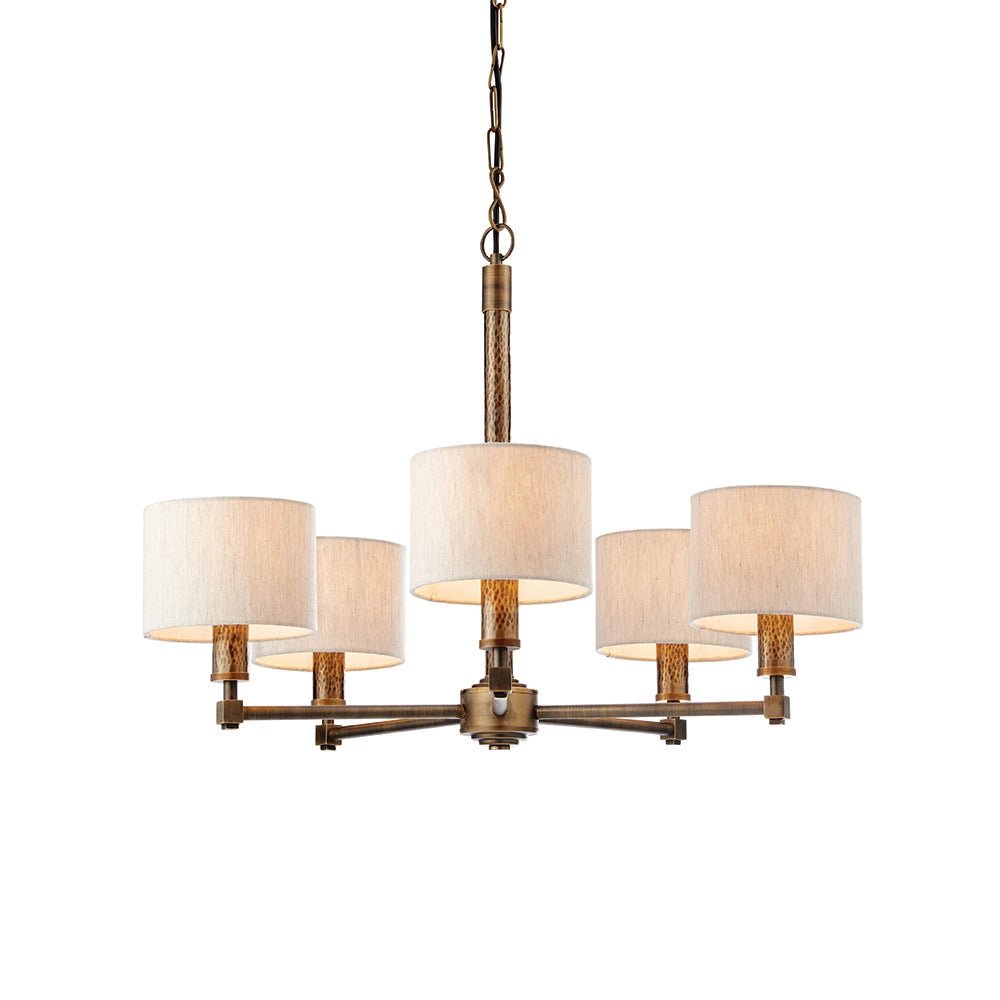 Lampadario 5 luci bronzo anticato, paralumi E14 Endon