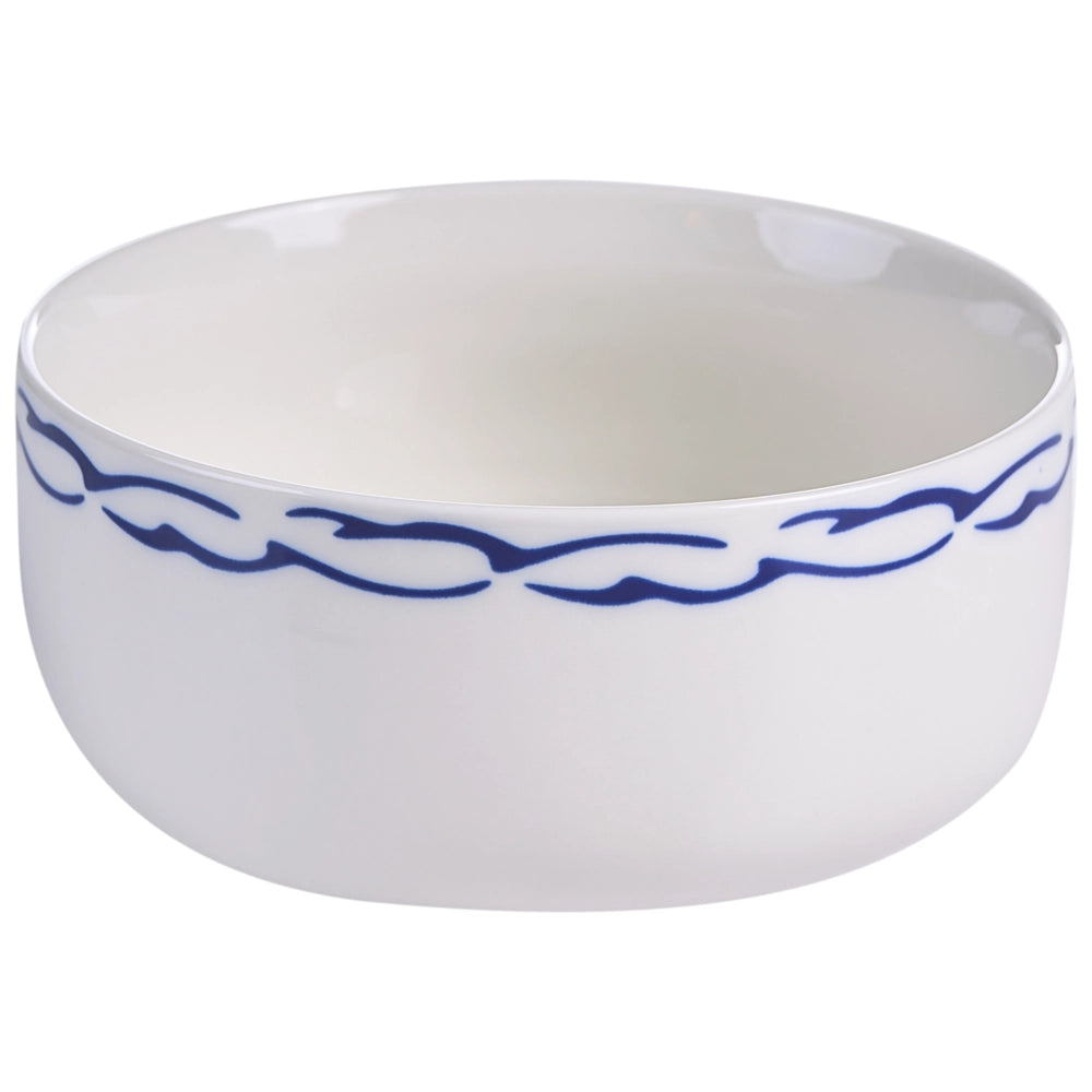 Servizio da tavola in porcellana bianco e blu 24 pezzi, finitura smaltata, bordo decorativo, per 8 persone, realizzato a mano, sala da pranzo, cucina