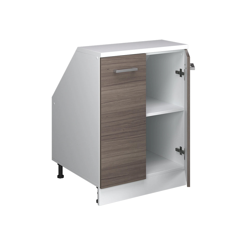 Mobile cucina sottotetto R-Line Grigio nobile/Bianco 60 cm con 2 porte, carcassa 60 cm profondità Vicco