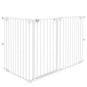 Cancelletto di Sicurezza per Animali Domestici 206x90 cm in Acciaio e Plastica Bianco