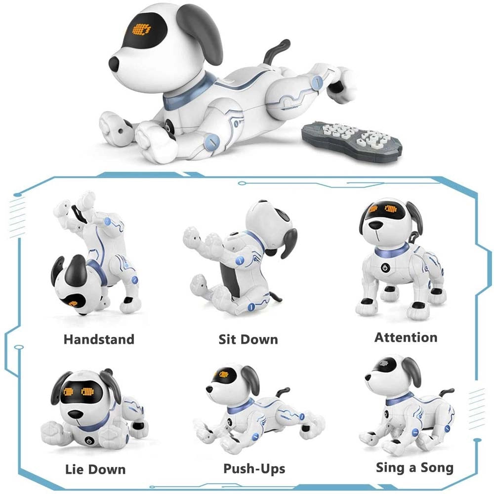 Cane Robot Radiocomandato Cagnolino Interattivo Giocattolo per Bambini a Batteria Bianco