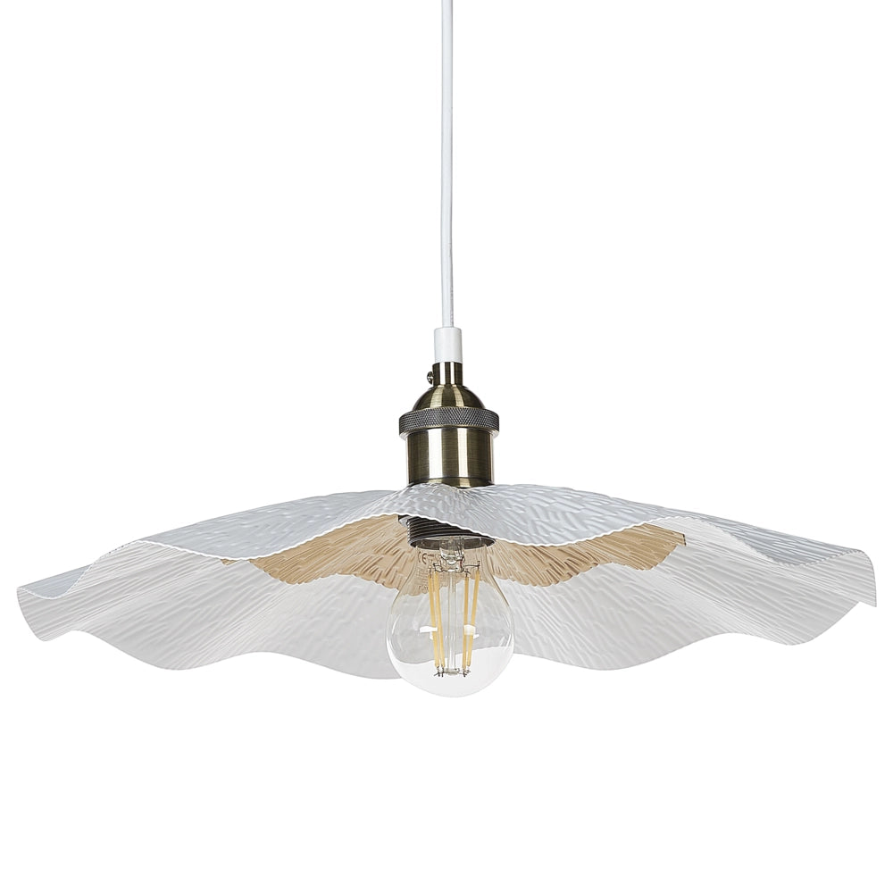 Lampadario decorativo moderno con lampadina a vista in ottone bianco soggiorno glamour