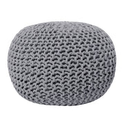 Pouf ottomana grigio scuro in cotone lavorato a maglia perline EPS riempimento rotondo piccolo poggiapiedi 50 x 35 cm