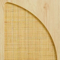 Credenza in Stile Boho con 2 Ante in Legno e Rattan, 80x39x101.8cm Naturale
