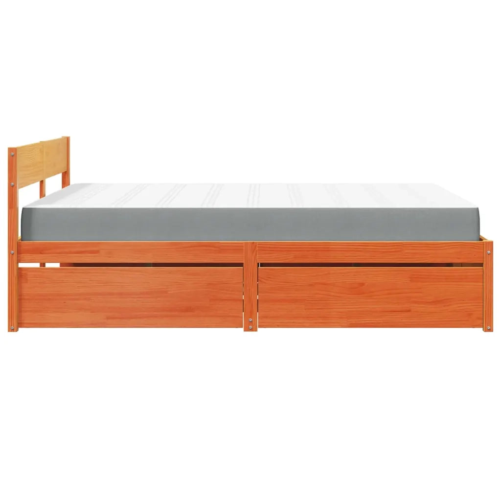 Letto Cassetti e Materasso Cera 160x200cm Legno Massello Pino 3281894