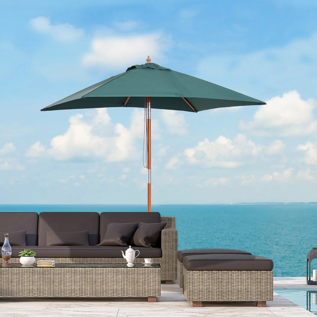 Ombrellone da Giardino ¨C zephmum ¨C Verde 200x150 cm Legno