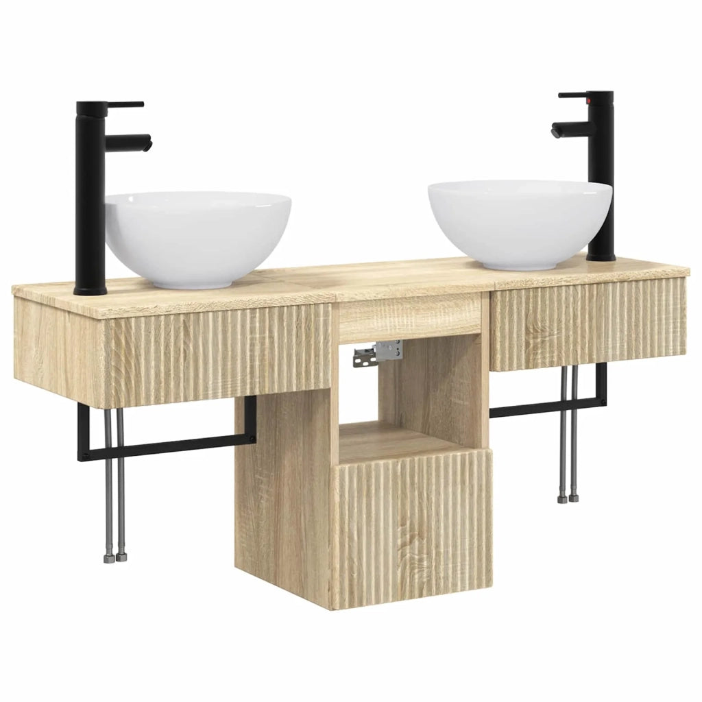 Set di mobili per il bagno 3 pz Rovere Sonoma 3405589