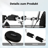 Carrello per trasporto kayak richiudibile In alluminio Ruote in PU Cinghia in nylon incl. Max 45 kg