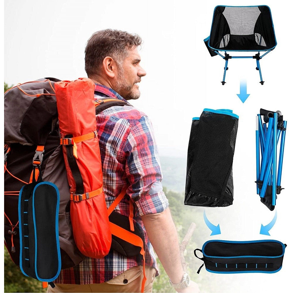 Trade Shop - Sedia Pieghevole Da Campeggio Con Borsa Portatile Spiaggia Pesca Picnic Giardino -