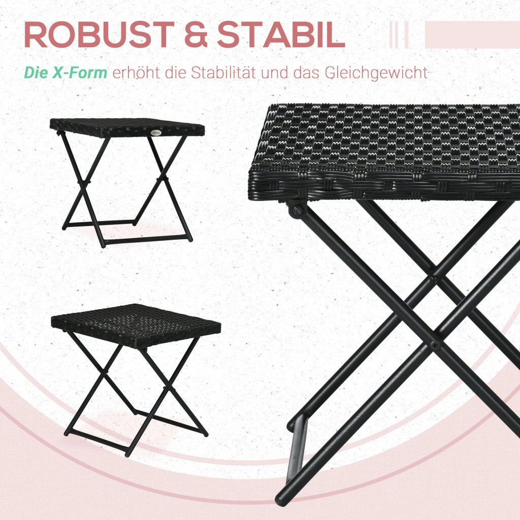 Tavolino da balcone in polyrattan, pieghevole ¨C zephmum ¨C Nero, 40x40x40 cm