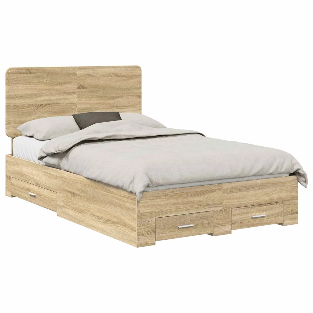 Struttura del letto con testiera Rovere Sonoma 135 x 190 cm 3412794