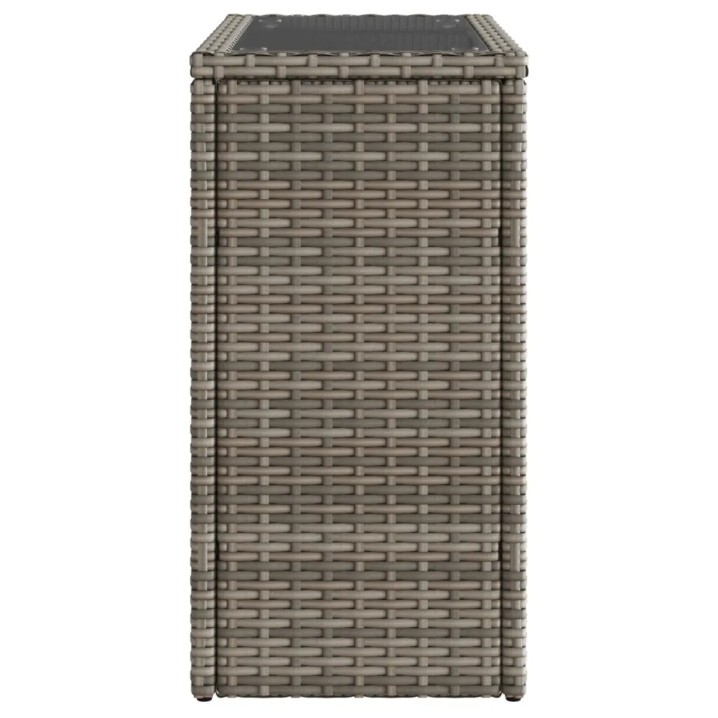 Tavolino Giardino Piano Vetro Grigio 58x27,5x55 cm Polyrattan 366133