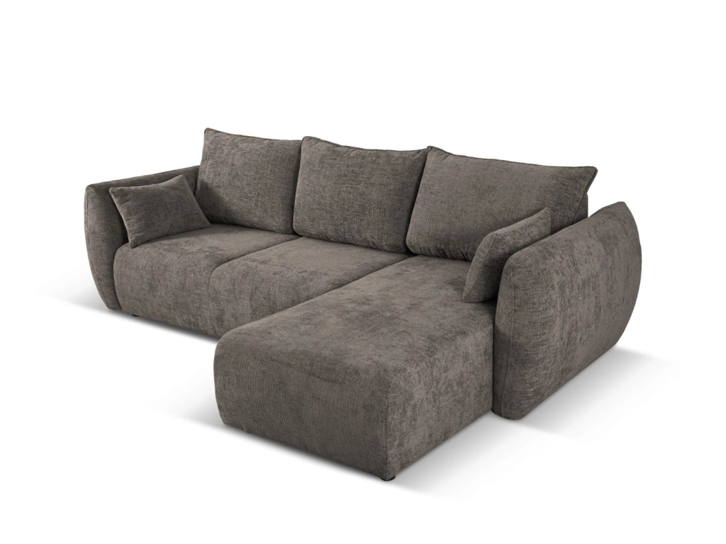 Cosmopolitan Design - Divano convertibile angolare destro con contenitore "Matera" 4 posti in ciniglia grigio 