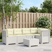 Divano da Giardino 5 Posti con Cuscini Stile Rattan PP Bianco 3444058