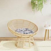 Cuscino Rotondo Grigio Motivo a Quadri Ø 60x11cm Tessuto Oxford