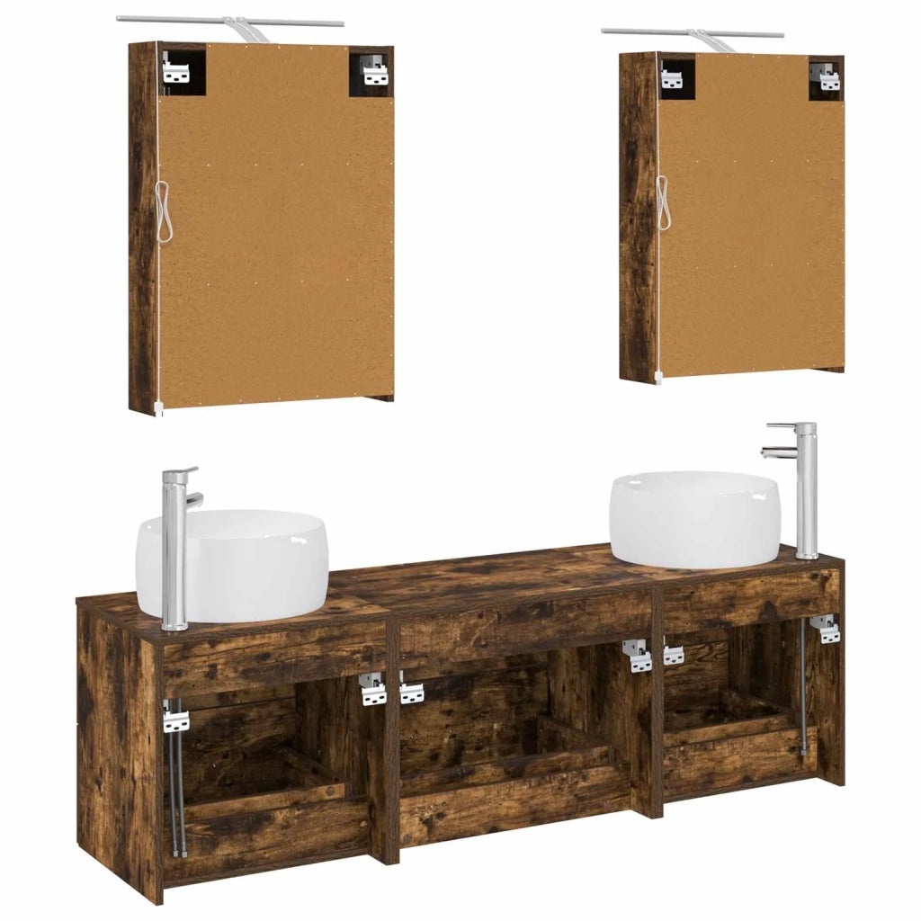 Set di mobili per il bagno 5 pcs Rovere Fumo 3406995