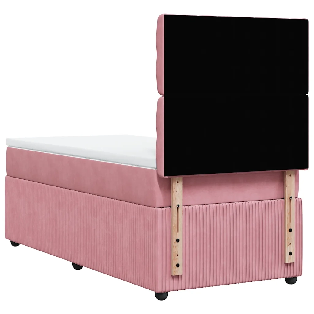 Giroletto a Molle con Materasso Rosa 90x200 cm in Velluto 3294549