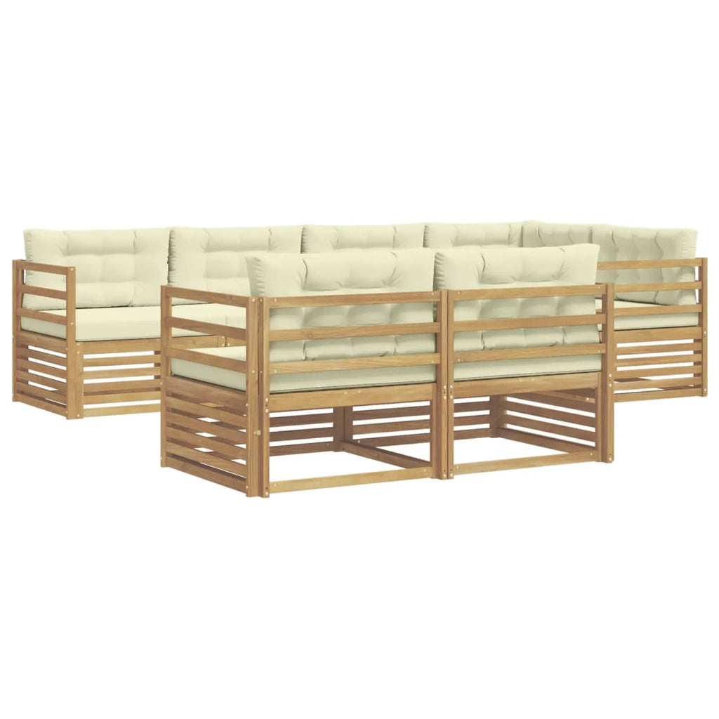 Set di divani da esterno 7 pz Bianco e Crema Poliestere 3390625