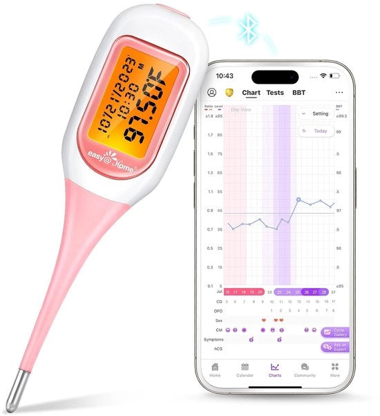Termometro Basale Intelligente con Display Grande e Illuminazione di Fondoschermo - Sincronizzazione Automatica BBT con App Premom per Tracciamento della Fertilità