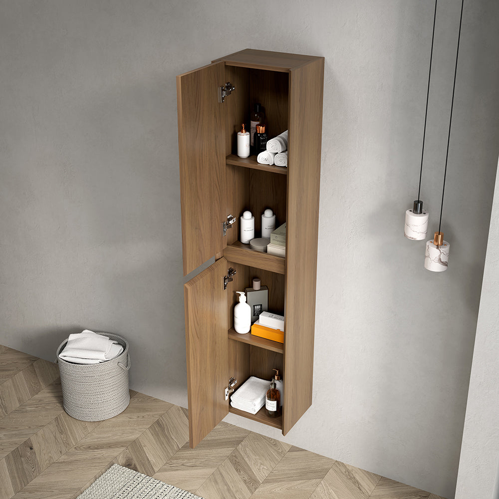 Armadio da bagno a muro - Xylo - 140 cm - Espresso - 4 compartimenti per piccoli spazi
