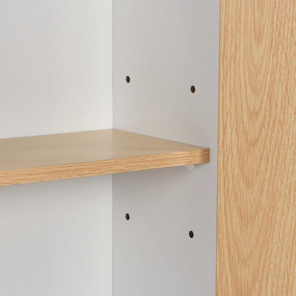 Scarpiera slim con ante a ribalta, MDF, naturale e bianco