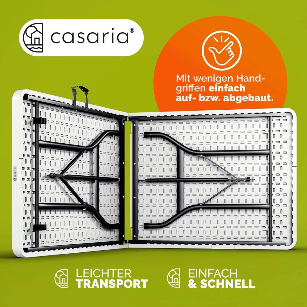 Set da 2 Tavoli da Giardino 183x76 cm Pieghevole Resistente Maniglia Trasporto in Plastica Balcone Terrazza Campeggio