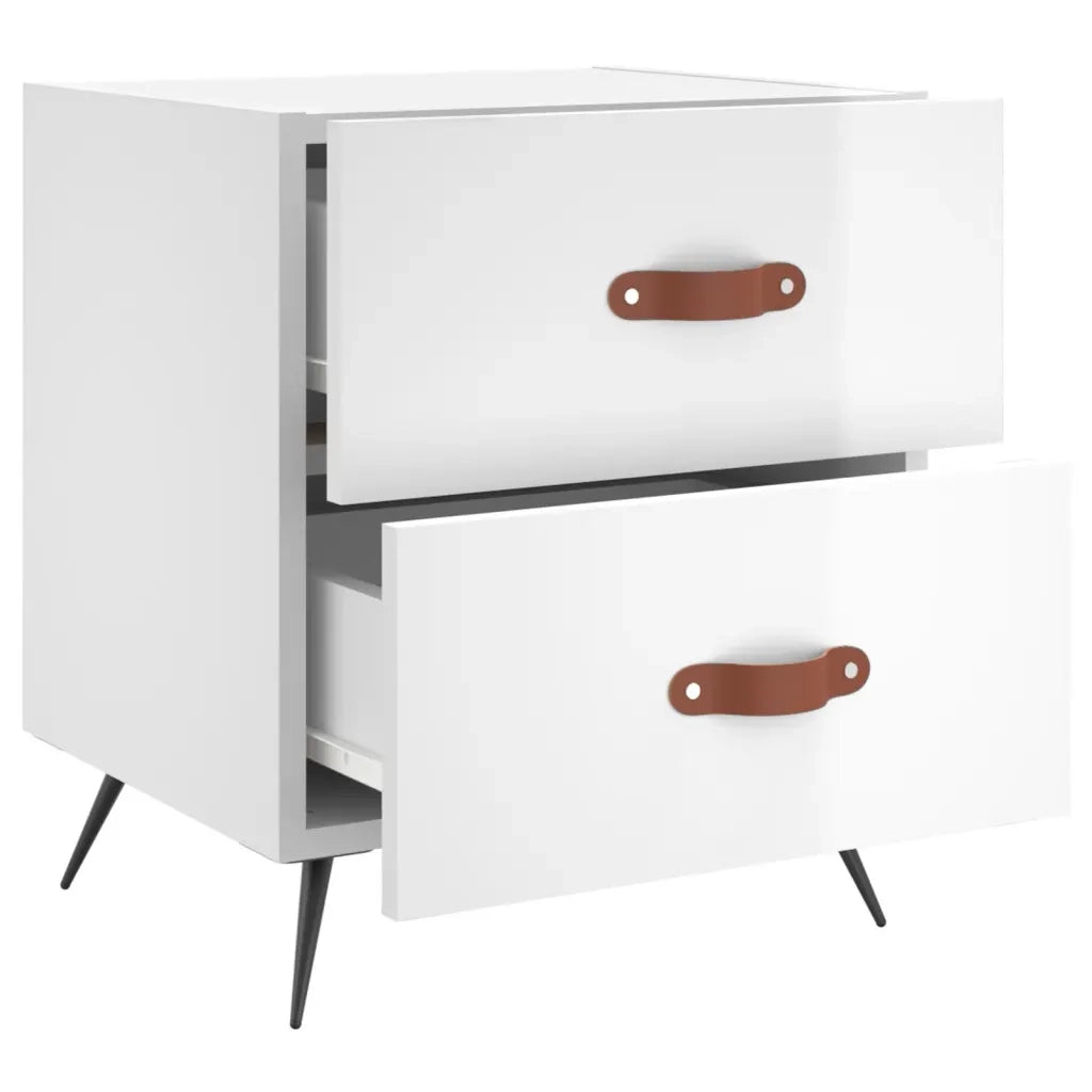 Comodino Bianco Lucido 40x35x47,5 cm in Legno Multistratocod mxl 103824