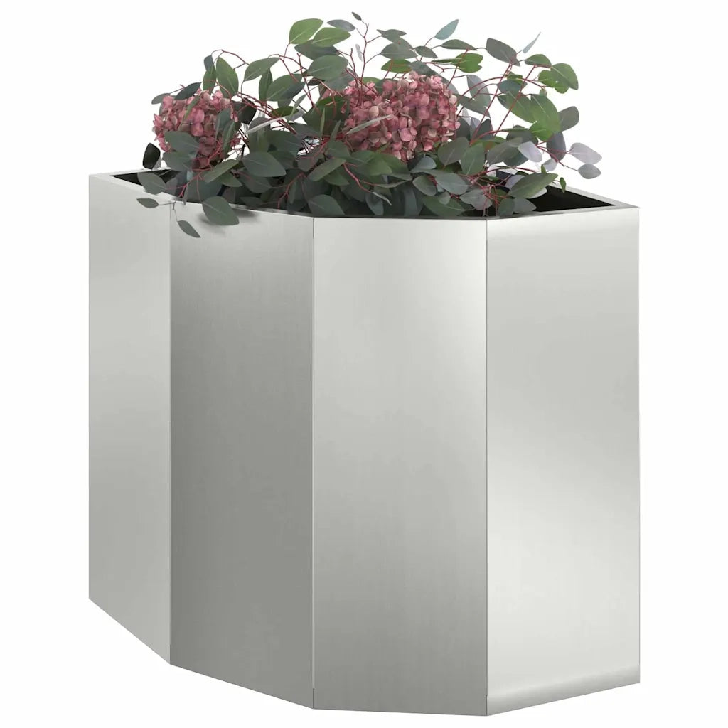 Vaso d'angolo-Fioriera-Contenitore per Piante Argento 45 x 45 x 50 cm Acciaio zincato