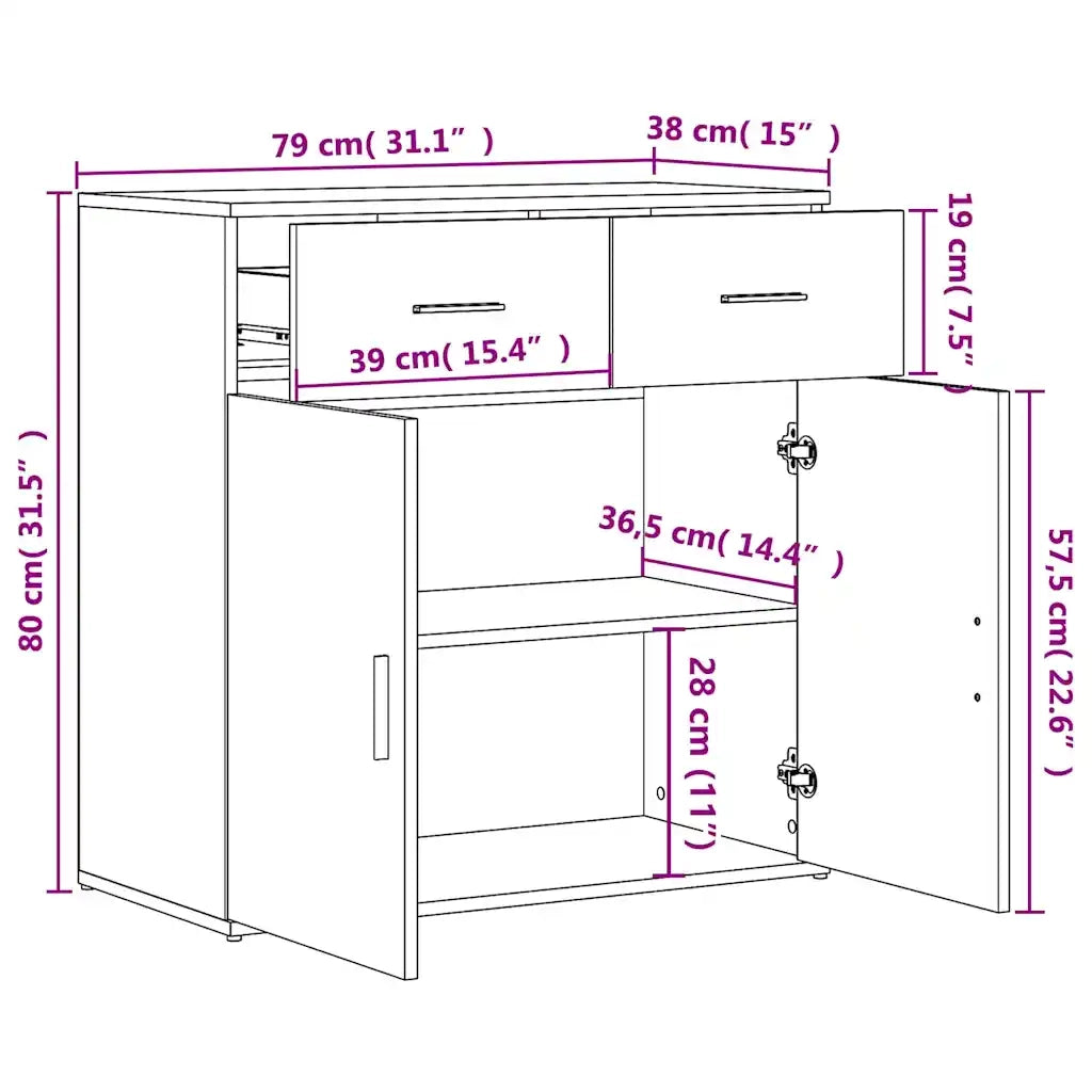 Credenze 2 pz Bianche 79x38x80 cm in Legno Multistrato 3276616