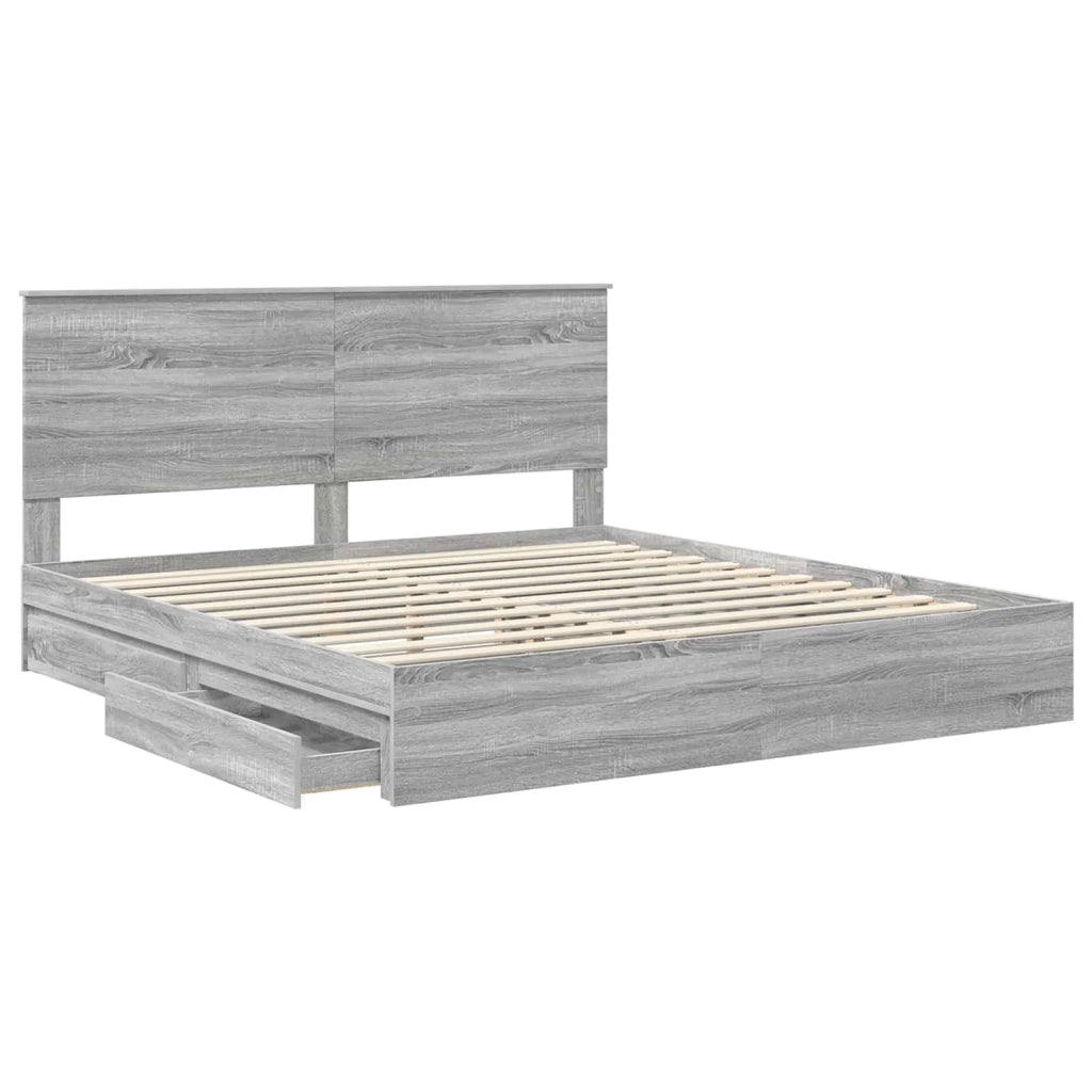 Letto con Contenitore con testiera Grigio Sonoma 200 x 200 cm