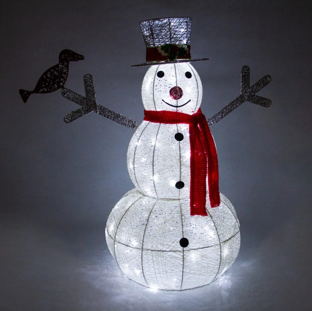 Pupazzo di Neve Luminoso Decorazione da Esterno per la Casa Luci LED Pupazzo di Natale per Giardino - Bianco