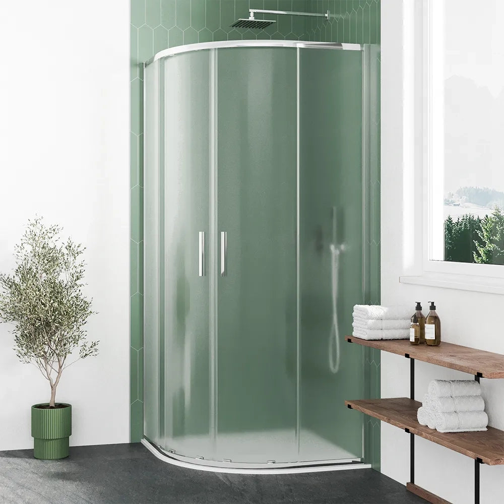 Box doccia semicircolare 70x90cm profili cromati slim vetro 6mm opaco h190 | Portofino