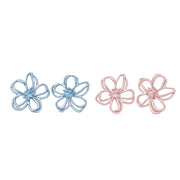 Orecchini a lobo a forma di petalo con design a nicchia a doppio strato traforato, orecchini a fiore tridimensionali blu, orecchini eleganti e sofisticati.