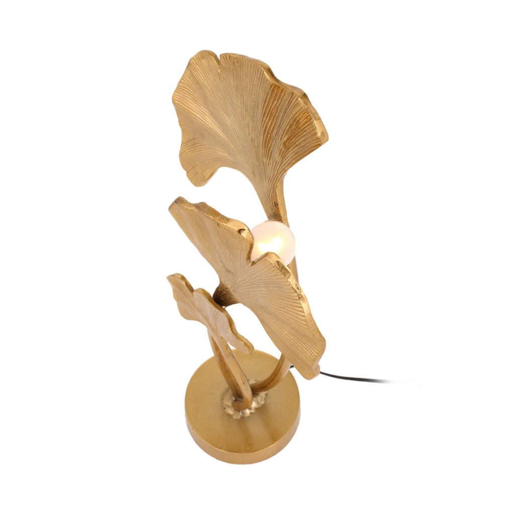 Lampada da tavolo Cosima in alluminio dorato a forma di Ginkgo
