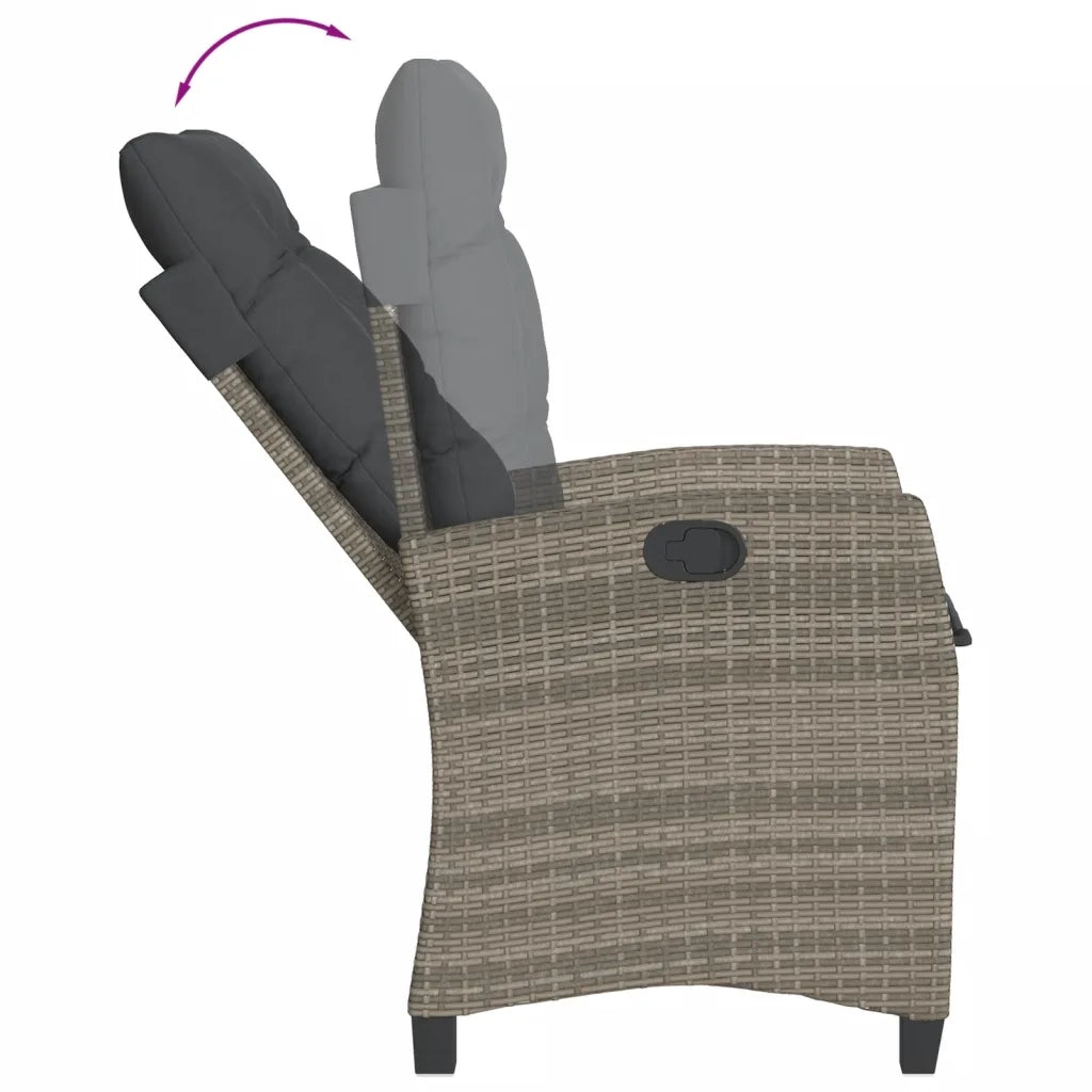 Set da Bistrò 3 pz con Cuscini Grigio in Polyrattan