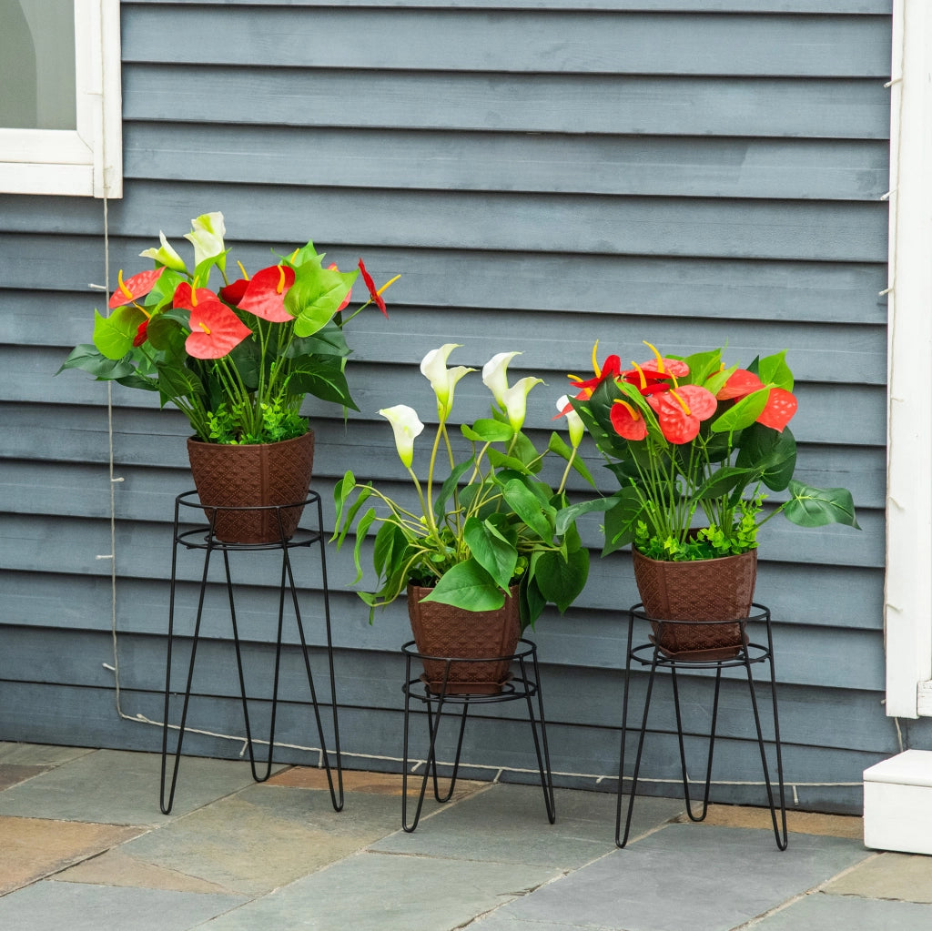 Set di 3 fioriere in metallo ¨C zephmum ¨C nero 23.5x30x42cm