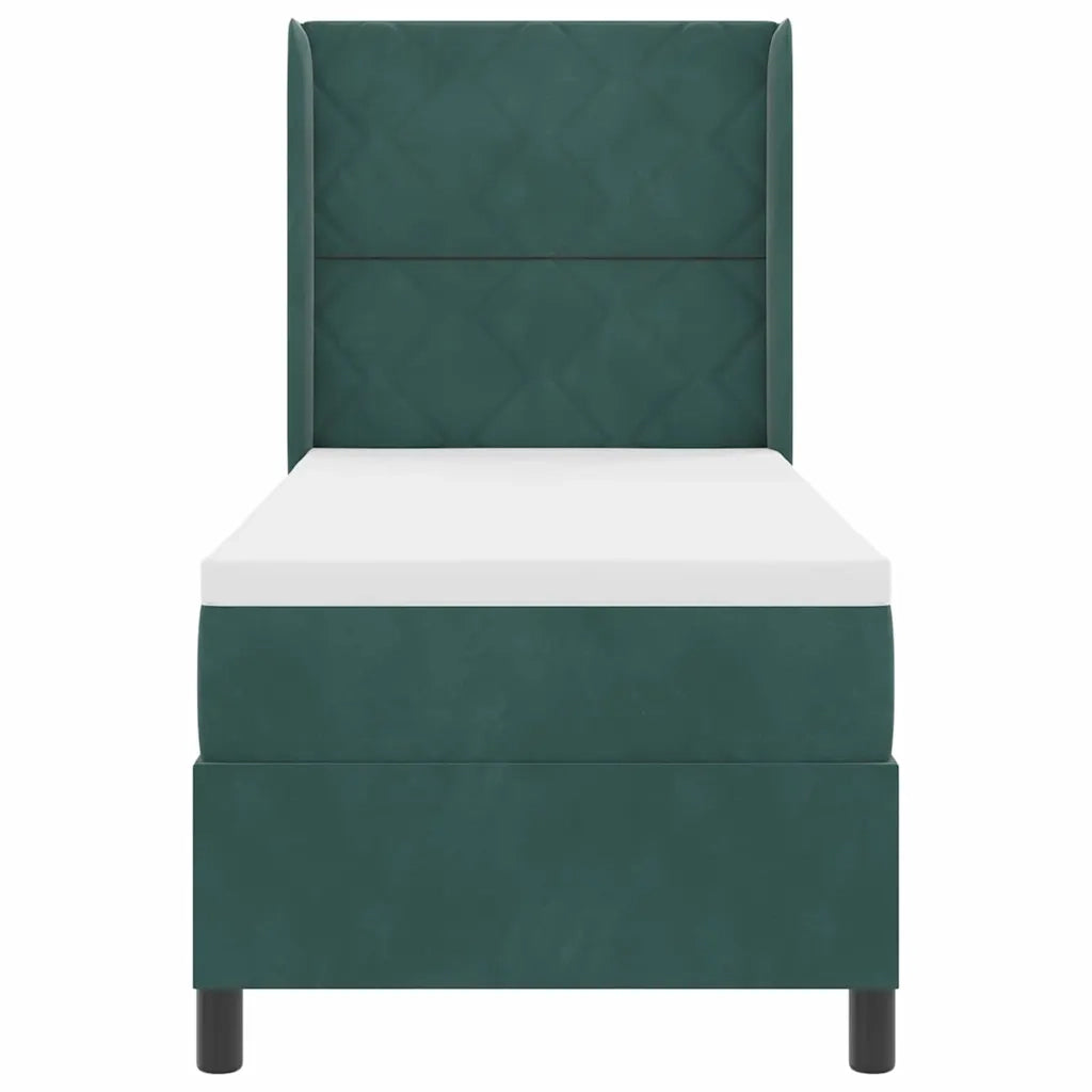 Letto a molle con materasso Verde Scuro 80 x 200 cm Velluto 3342035