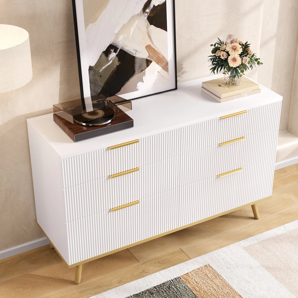 Chest 6 cassetti moderna - Zephmum- Gambe in legno look