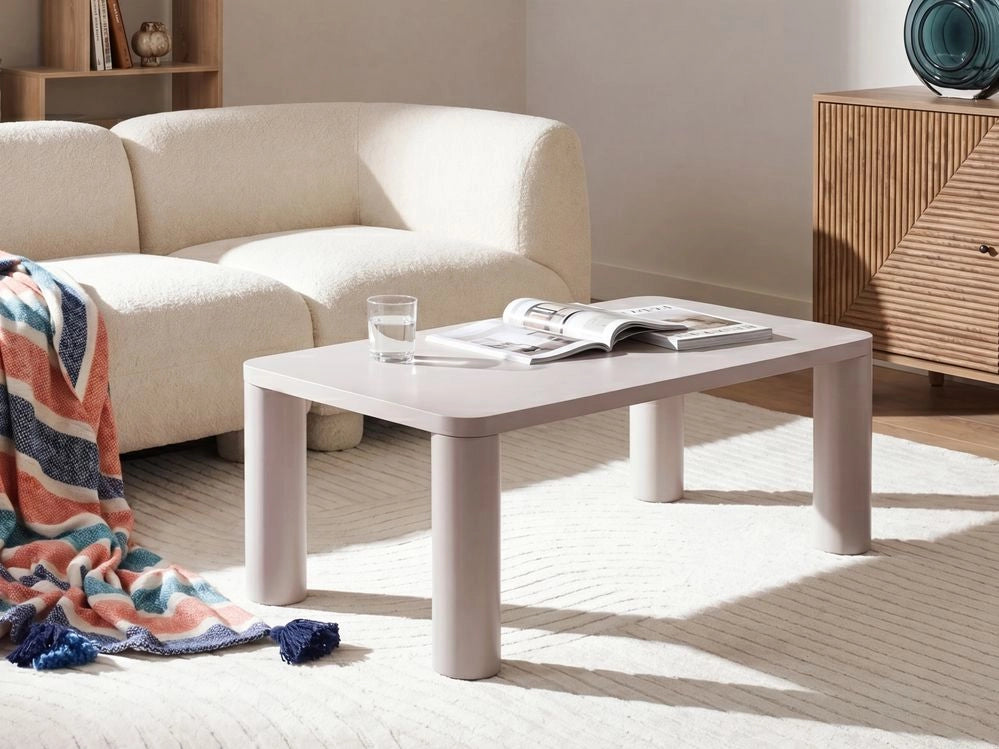 Tavolino con piano in MDF 120 x 60 cm tortora Design moderno Gambe a coste Soggiorno