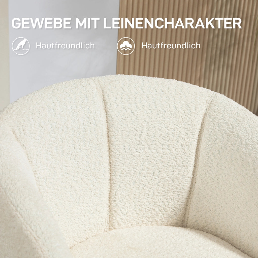 POLTRONA girevole 58,5x59x78,5 cm in poliestere bianco crema
