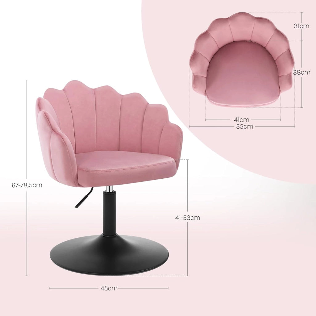 Sedia da Trucco, Poltrona Girevole in Velluto, Regolabile in Altezza per Camera da Letto, Soggiorno, Rosa