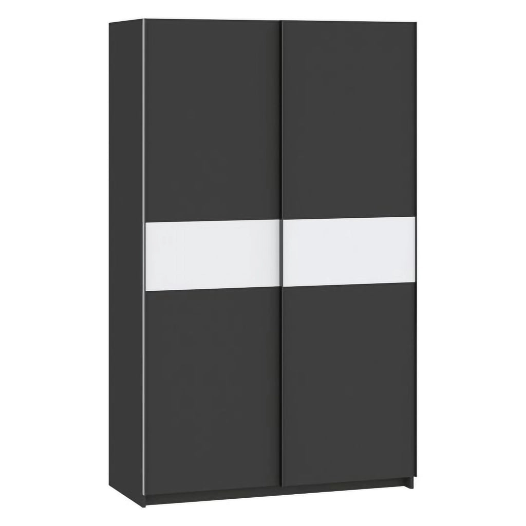 Armadio Camera da Letto Maba, Guardaroba 2 Ante 2 Ripiani, 120x204h cm Nero Antracite