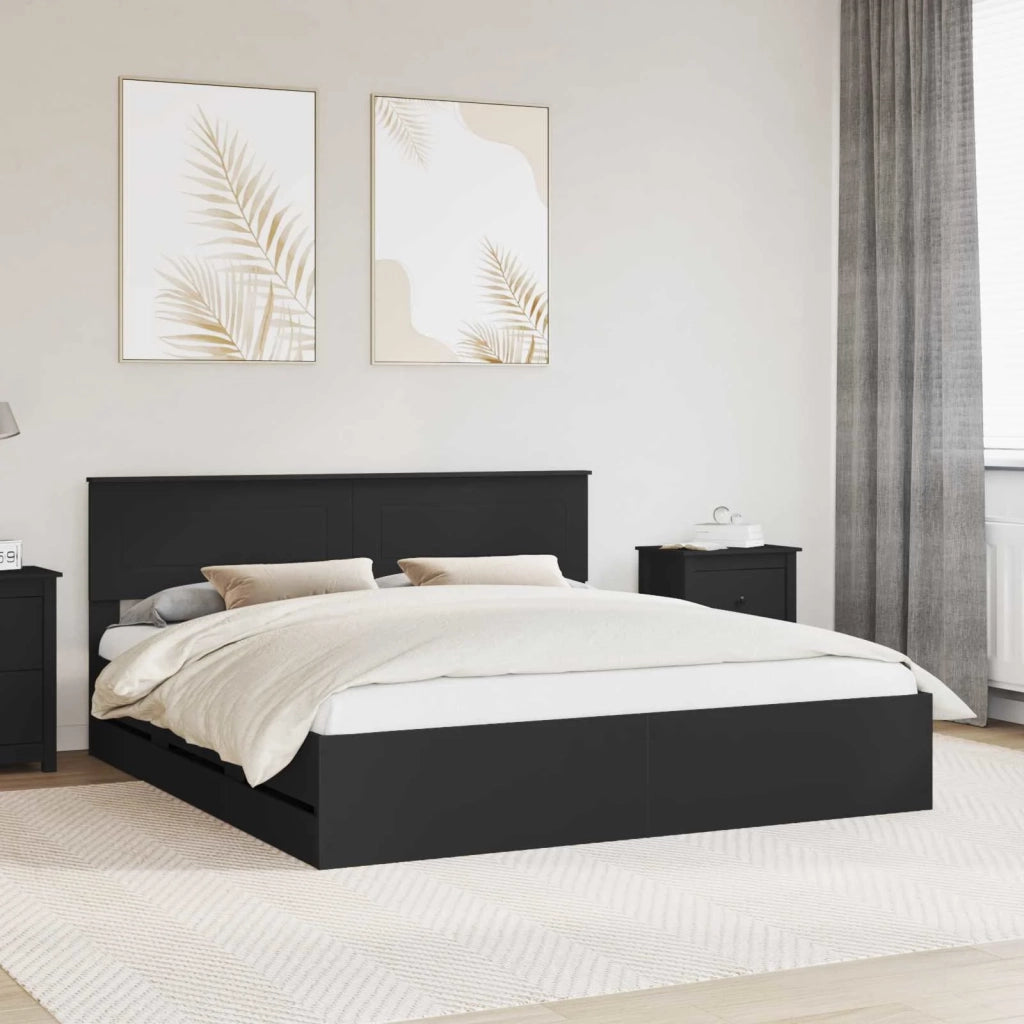 Struttura del letto Nero 200 x 200 cm Legno Ingegnerizzato