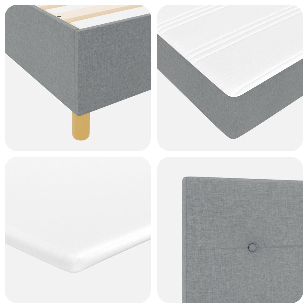 letto Box Spring  con materasso Grigio chiaro 90x190 cm Tessuto