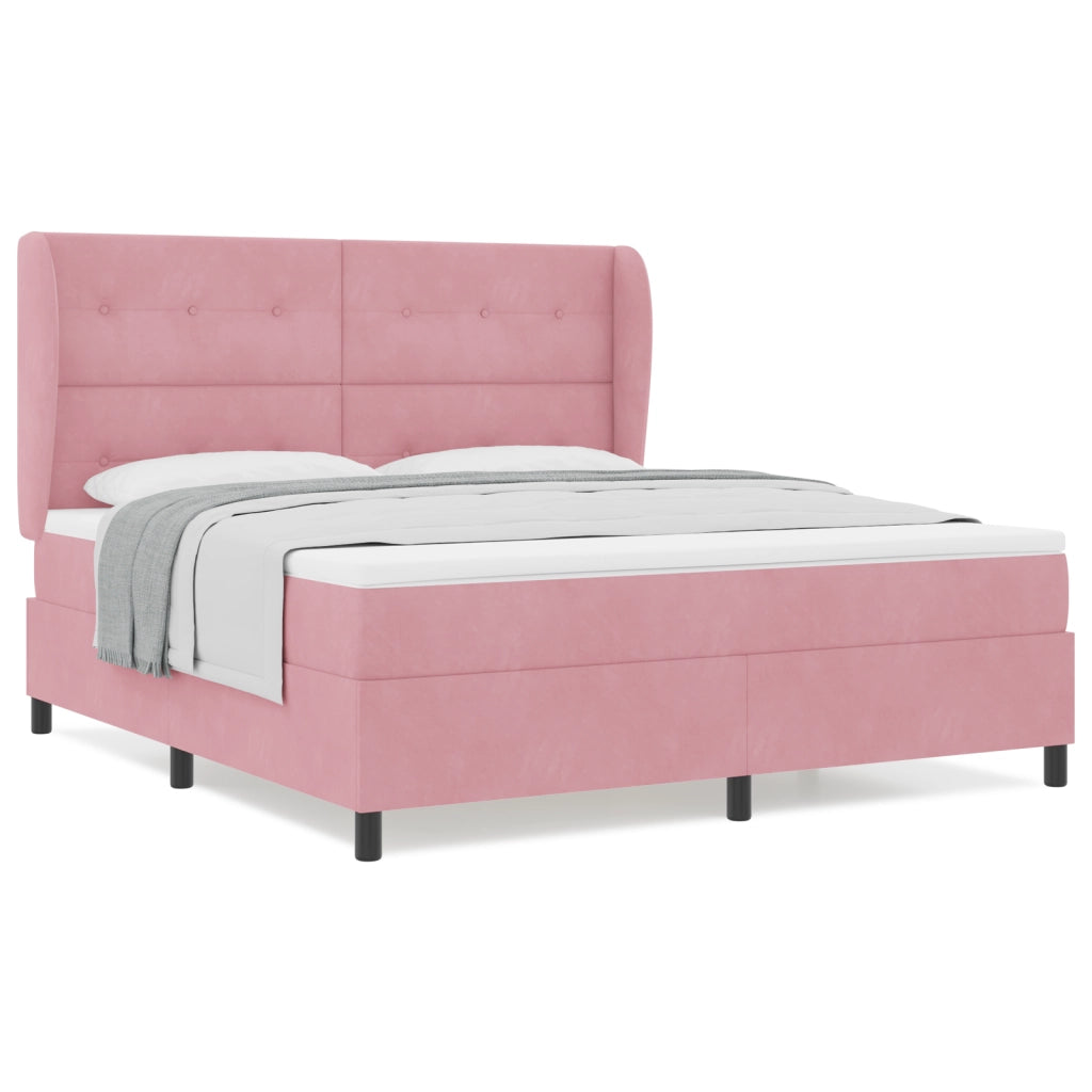 Letto Box Spring con Materasso Rosa 180x200 cm Velluto