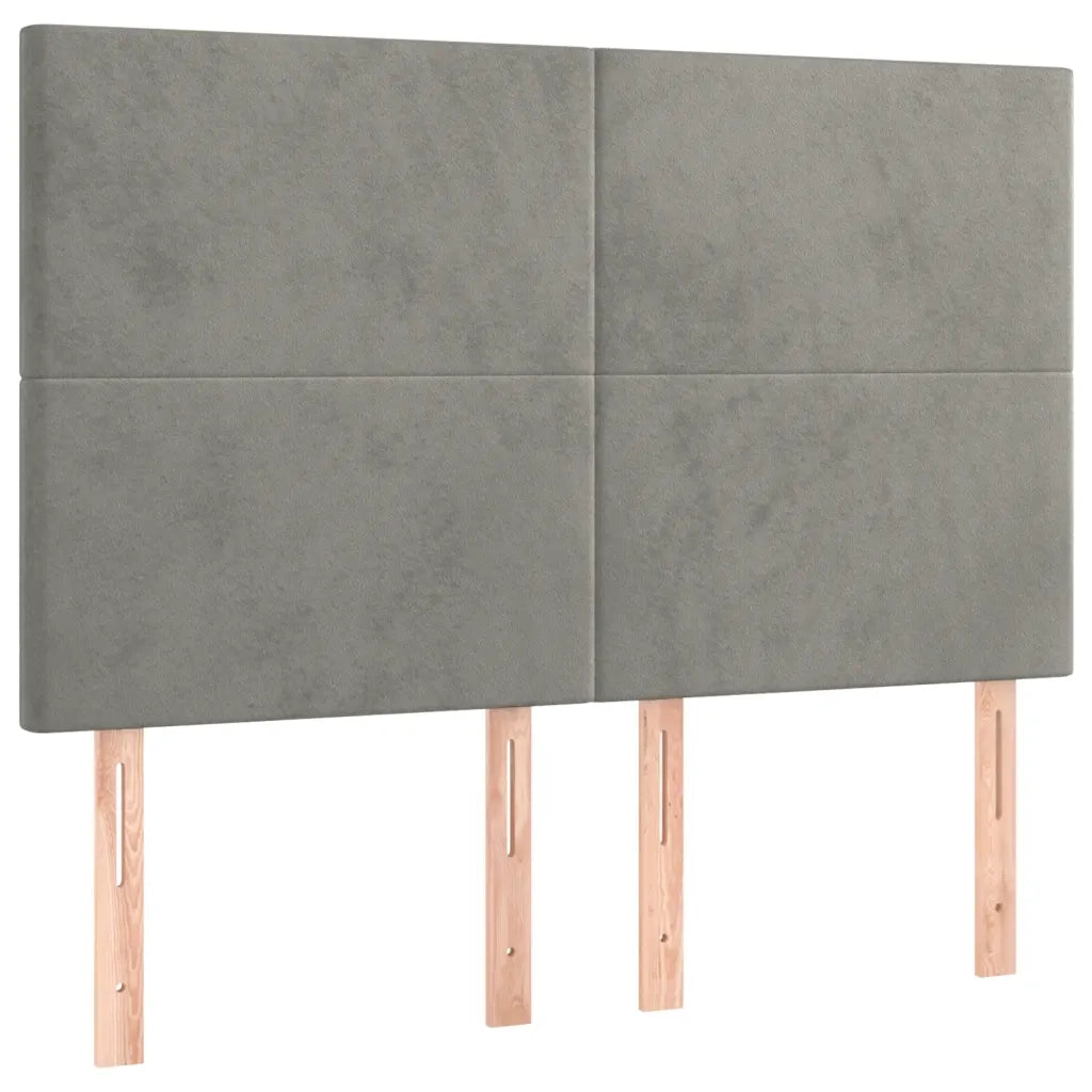 Letto a Molle Materasso e LED Grigio Chiaro 140x200 cm Velluto