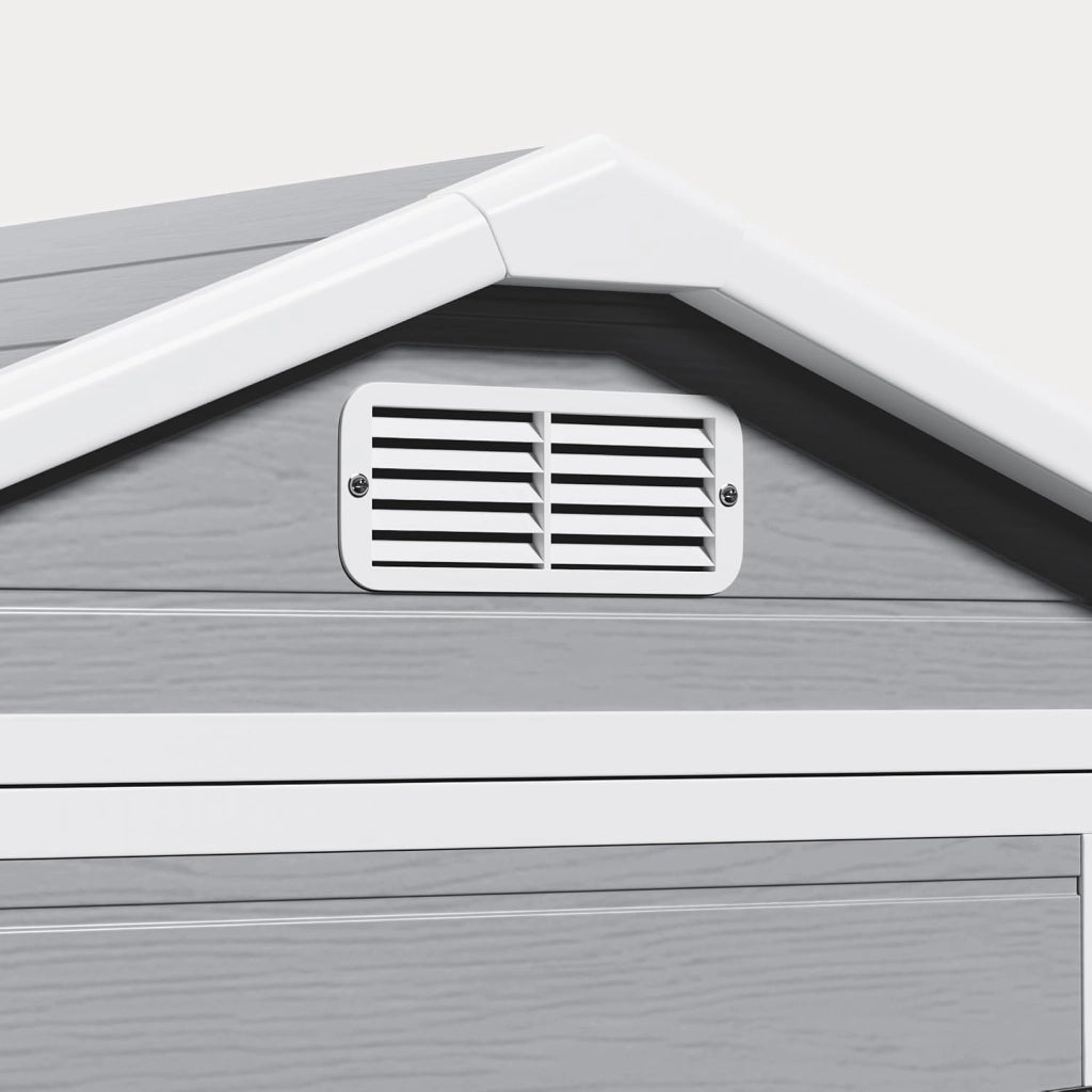 Casetta da Giardino in Resina, Capanno Porta Attrezzi Intemperie con Finestra e Ventilazione, Box Stoccaggio con Serratura per Attrezzi da Giardino, 122 x 92 x 187 cm (Grigio)